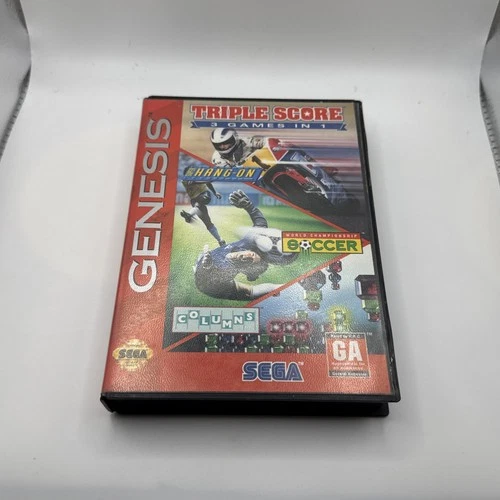 Triple Score 3 Games in 1, CIB, for Sega Genesis Super Hang-On, Columns & Soccer