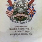 World War 1 Wythe Co Va Jacksons Ferry Quebo Store Souvenir Plate Rare 1919 — photo 2