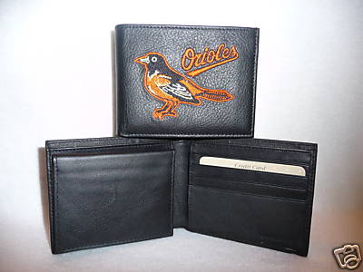 BALTIMORE ORIOLES Embroidered Leather BiFold Wallet NIB  black