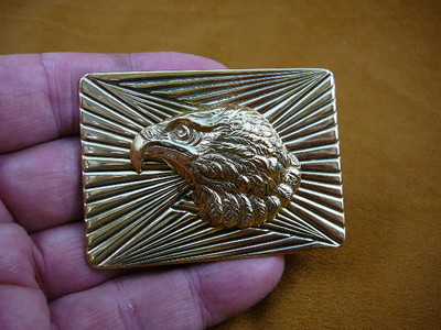 (b-bird-175) large Bald Eagle head love eagles bird rectangle BRASS pin pendant