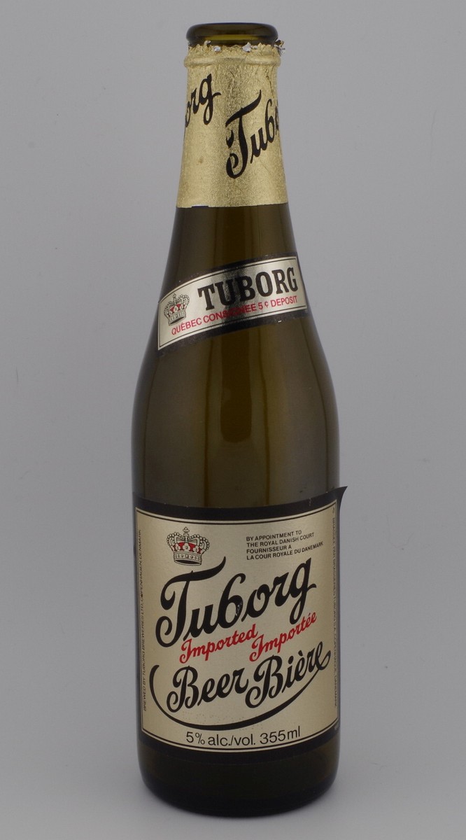 Tuborg, Denmark, Export To Quebec Canada, Empty 355mL Beer Bottle
