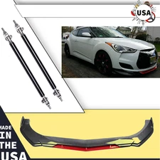 Front Bumper Lip Splitter Spoiler + Strut Rods Carbon Fiber For Hyundai Veloster