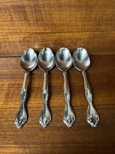 4 Oneida Community CANTATA OVAL SOUP SPOONS S...