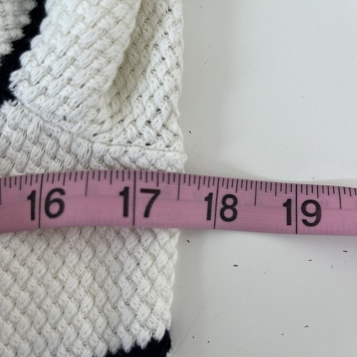 Talbots Sweater Womens Medium Petite Cream Blue Stripe Boat Neck Long Sleeve - Picture 13 of 14