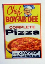 Vintage CHEF BOY-AR-DEE PIZZA MIX  2" x 3" Fridge MAGNET Art BOYARDEE NOT FOOD