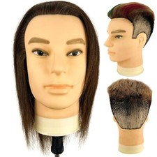 Mannequin Head, Male mannequin Head with 100 Human Hair, 12" Barber 12 icnh