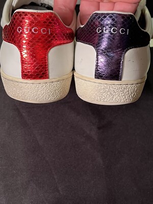 GUCCI BLIND FOR LOVE WOMENS PATCH SNEAKERS LOW TOPS SHOES 37.5 US