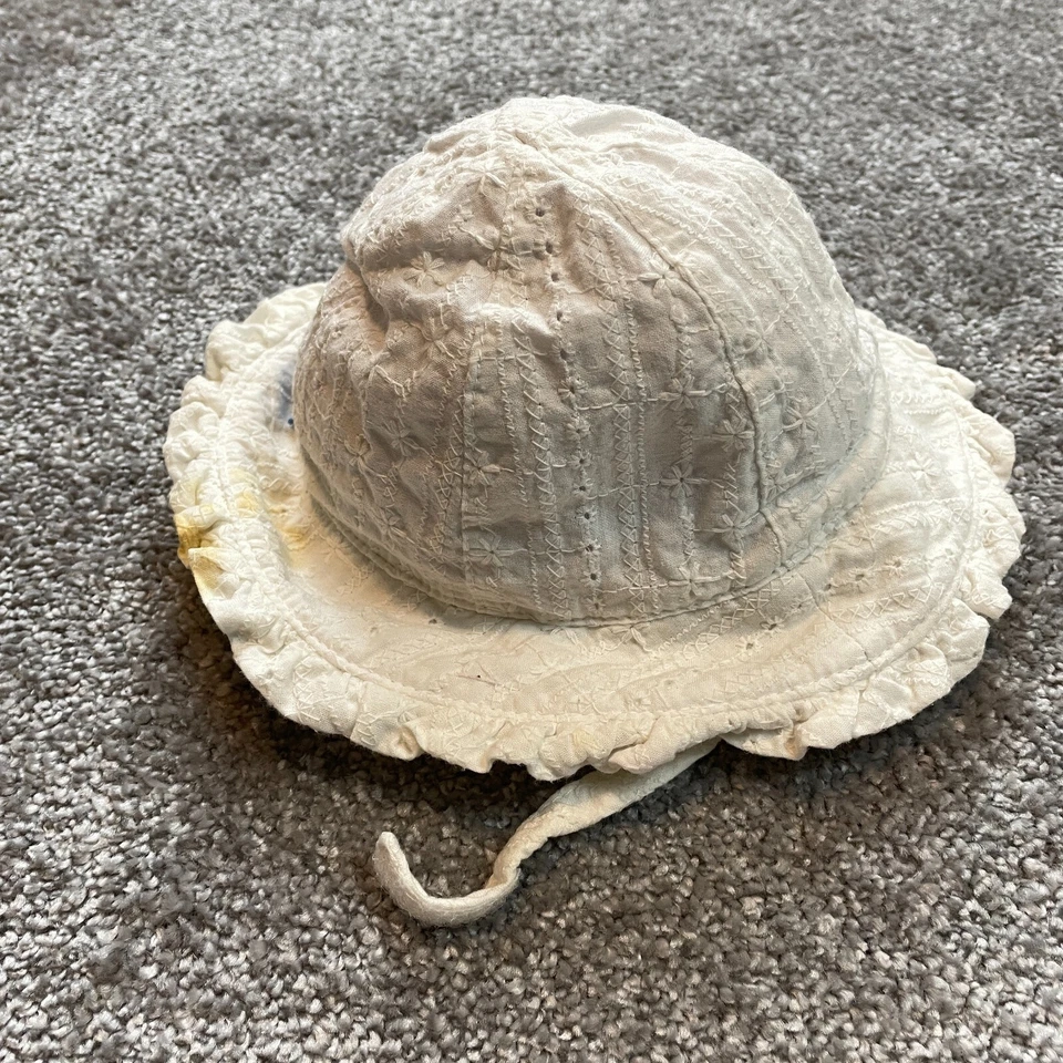 Wallaroo Sun Hat Girls One Size White Floral Eyelets Strap Wide Brim Lorikeet - Image 4 of 4