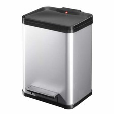 Hailo &Ouml;ko Duo Plus 22 Pedal Bin, Waste Separation, Steel Sheet, Silver, 0622220