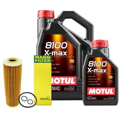 6L Motul 8100 X-MAX 0W-40 Mann Filter Engine Motor Oil Kit W204 C204 1.8L Turbo