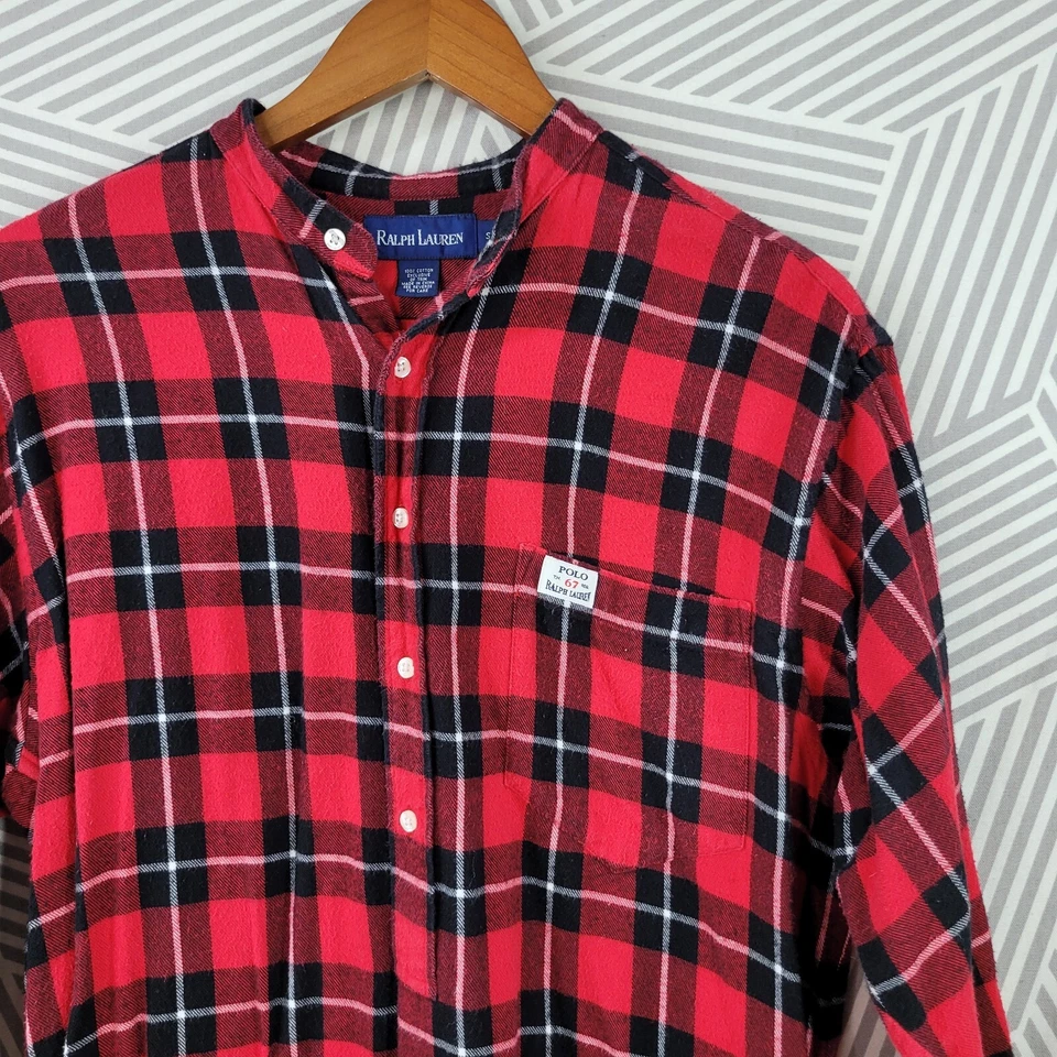 Vintage Ralph Lauren Flannel Nightgown size Small Red Plaid warm Night Shirt - Image 2 of 4