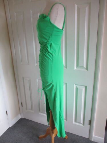 Zara - Lime Green, Ruched/Tie Side, Drape Top, Strappy, Bodycon Maxi Dress - M - Picture 8 of 13