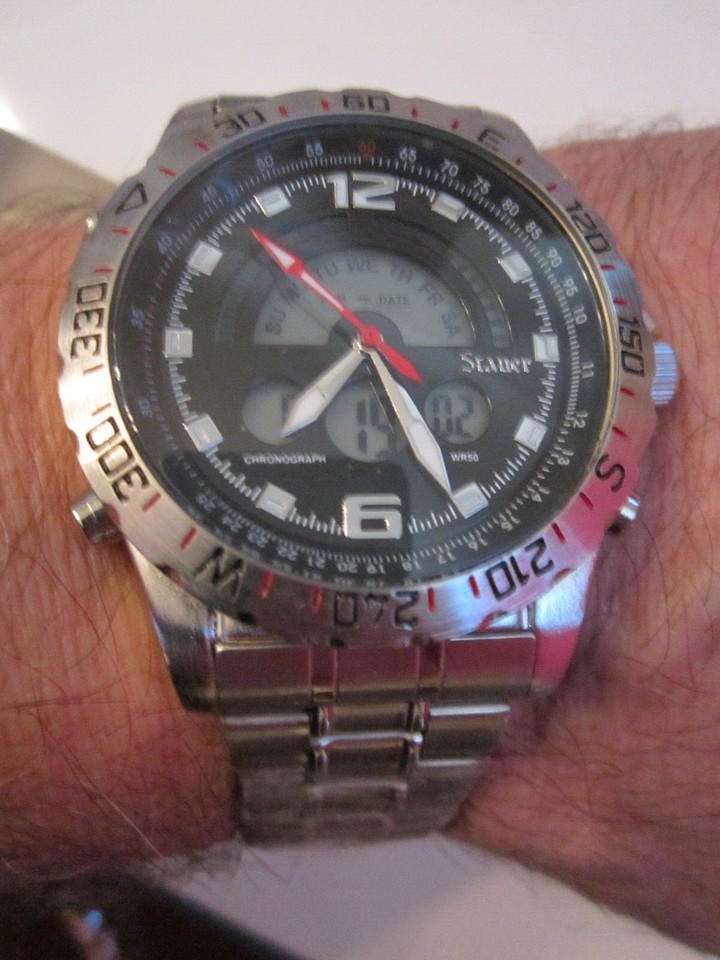 NEW STAUER CHRONOGRAPH COMPENDIUM HYBRID WATCH PRECISION MOVEMENT ...