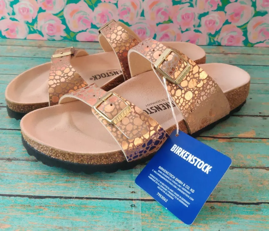 Birkenstock Sydney Women NARROW Sandals Metallic Stone Copper EUR 38 US 7