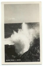 Oahu HI Blow Hole Old RPPC Postcard Hawaii