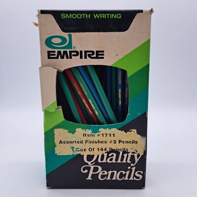 Vintage Lot 70 Empire Smooth Writing #2 Pencils Blue Red Green In Original Box