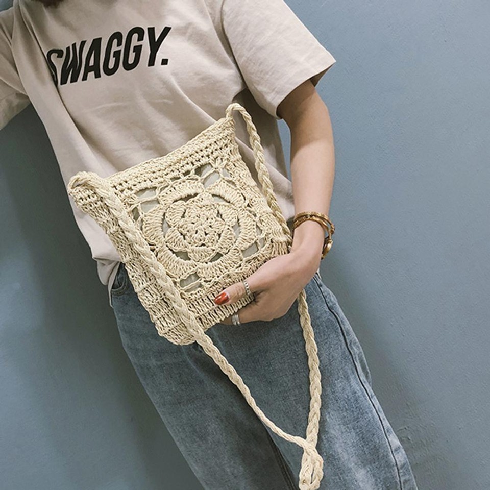 Summer Women Girls Crochet Braid Bags Shoulder Vintage Messenger Bag