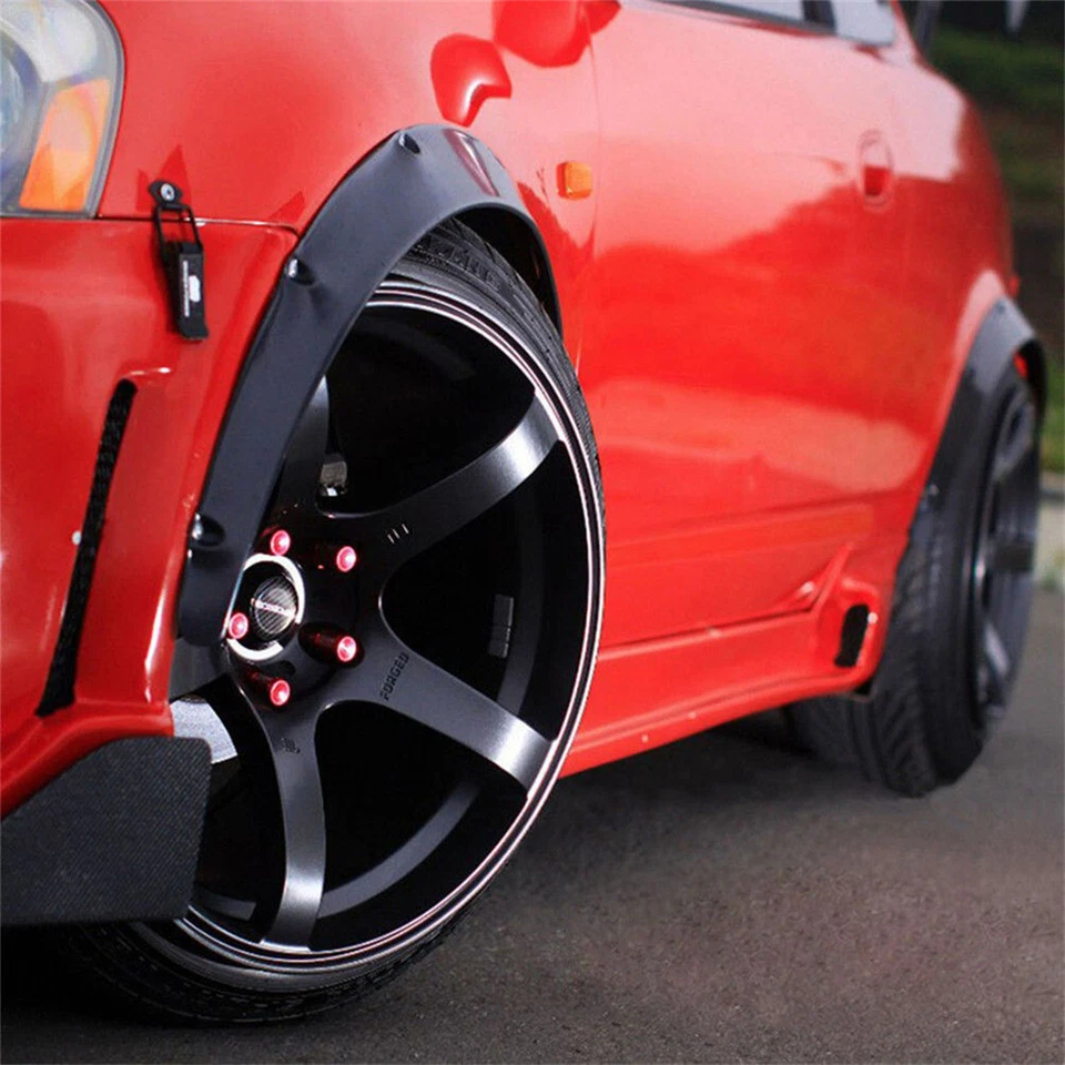 4Pcs 3.5"/90mm Universal Flexible Car Fender Flares Body Wheel Arches Mudguards - Image 3 of 4