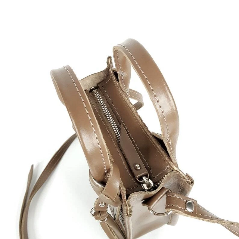 COACH Borsa a mano donna in VERA PELLE fatta a mano tracolla marrone tracolla