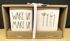 Rae Dunn  WAKE UP MAKE UP  PINK Brush Holder VHTF NEW