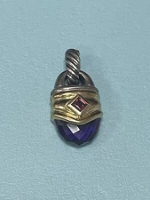David Yurman Amethyst Pendant 14K Solid Gold 585 & Sterling Silver 925