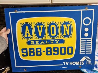 (1) Vintage Avon Realty Advertising Double Sided Masonite Sign 1970's? Avon NJ