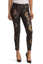 Fidelity Denim Women's 28 Sola Midrise Ankle Pants Foil Snakeskin Bronze NWT