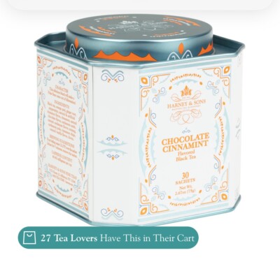 HRP Chocolate Cinnamint Tea 30ct Collectible Tea in Tin