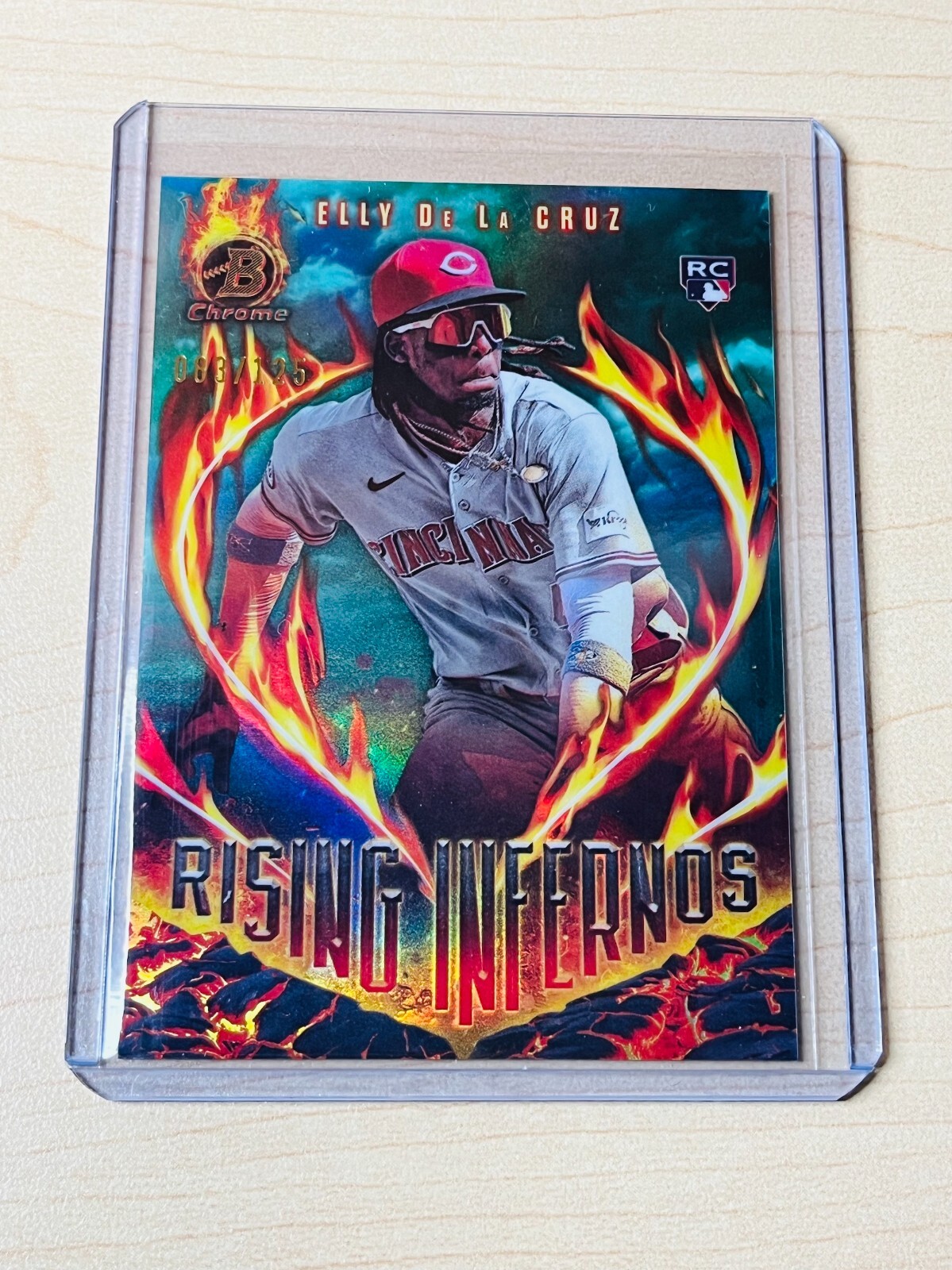 2024 Elly De La Cruz Bowman #RI-1 Rising Infernos Aqua Refractor RC 083/125