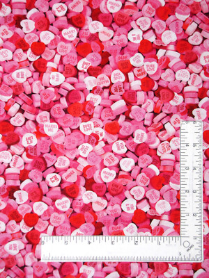 Valentine Candy Hearts Fabric By The Yard Love Cotton Timeless Treasures CD3193
