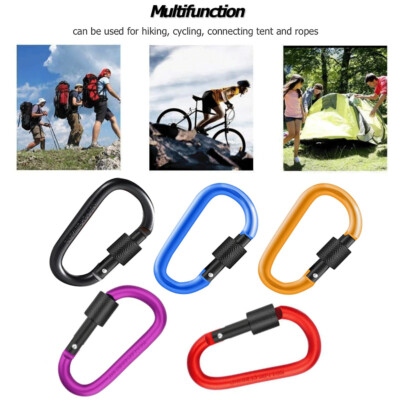10-Pack 3 Inch Locking Carabiner Clips - Multicolor Aluminum D Rings With Screw Lock For Outdoor Gear