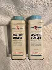 (2) Vintage Comfort Powder Medicated Powder Parke, Davis & Co. Tin, 4 oz. TALC