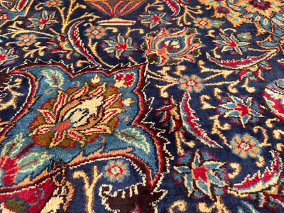 9x12 BLUE ORIENTAL RUG HANDMADE ANTIQUE HAND-WOVEN vintage navy fine clean 9x13