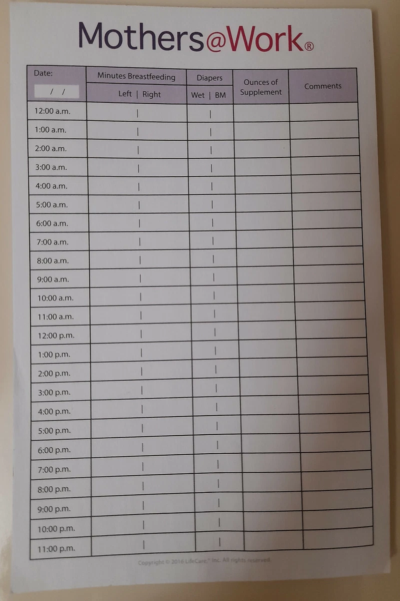 Infant feeding and 2025 diaper log