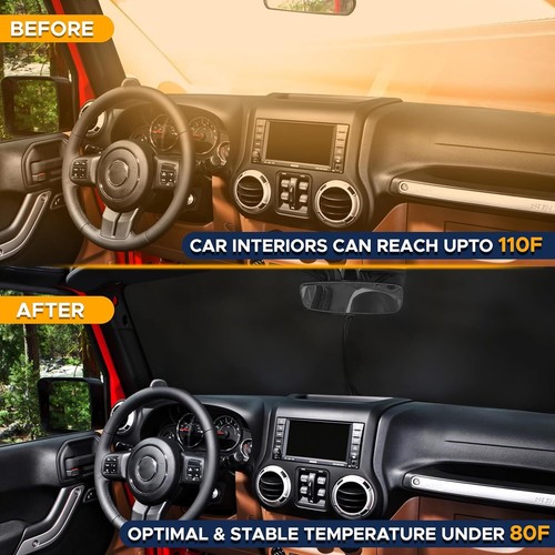 Patented Car Windshield Sun Shade, Blocks 99% Heat,Fits Cars, SUV, Truck, Medium - Picture 30 of 91