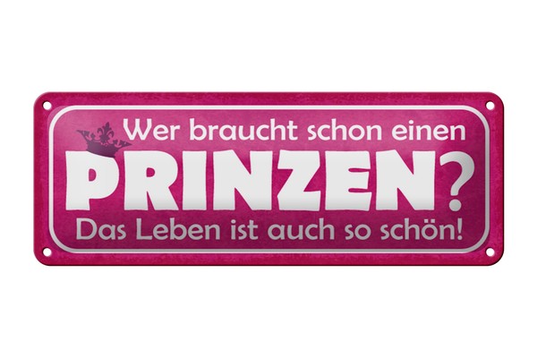 Blechschild Spruch 27X10Cm Wer Braucht Schon Einen Prinzen Dekoration-image