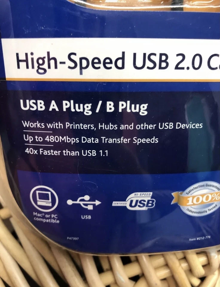 Ativa USB 2.0 High Speed A Male to B Male Printer Device Cable 3 Ft Black Cord - Image 4 of 4