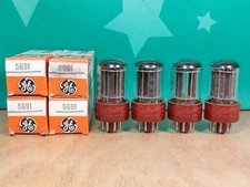 Matched Quad Of Rca (ge Lbl) 5691 Nos Nib Black Plate Special Red Tubes