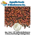 Floating/Sinking Mix Blackworm & Intense Red Coloring Cichlid Pellets. Apx 3 mm