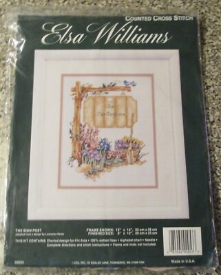 Elsa Williams The sign Post Your Name counted Cross Stitch Sealed Thread Cloth