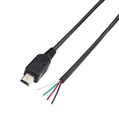 5pcs 1M/3.3ft Mini USB Male Plug Cable 4 wires Power Pigtail Cable Cord DIY