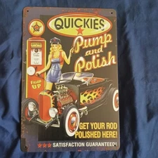 8"X12" Metal Sign Man Cave Wall Art Garage Bar Oil Gas Station Quickies Pump