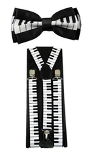 Unisex Clip-on "Piano Key" Bow tie & Suspender Set