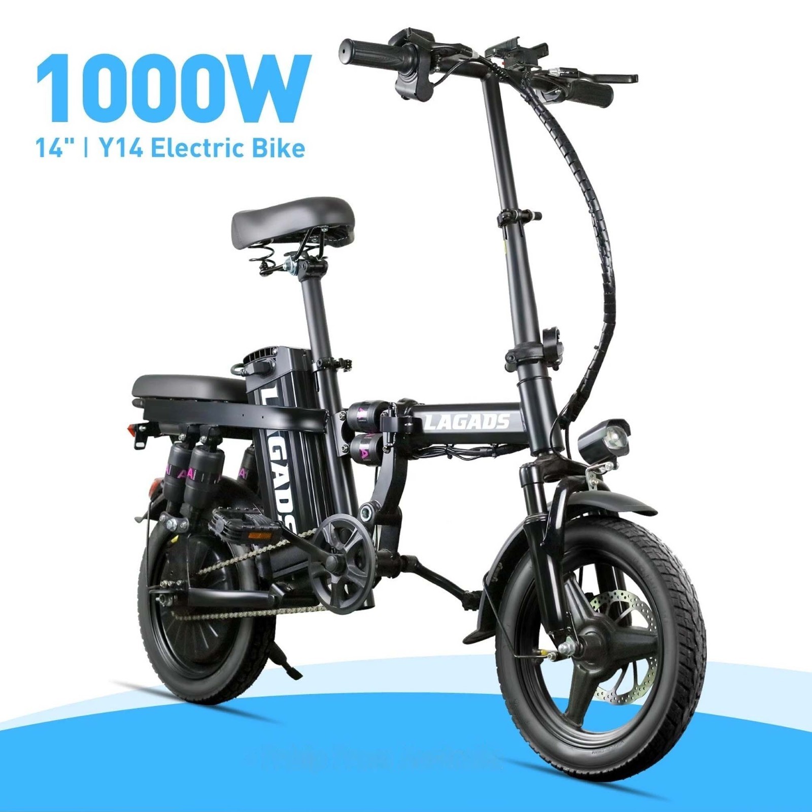 (New) Lagads Y14 E-Bike Max Speed 50KM/H 48V 12.5AH 1000W Folding Electric Bicycle (298.00 USD)