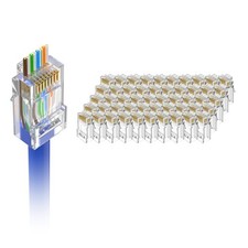 VCE 50-Pack UL Listed Cat6 RJ45 Pass Through Connectors, 50 Pack, Transparent