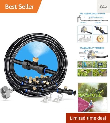 Misting Cooling System 59FT 18M Misting Line + 20 Brass Mist Nozzles + Brass ...