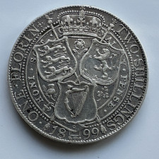 Queen Victoria Veiled Head Silver Florin 1899 High Grade