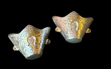 Vintage 1970  s Mexico Western Boot Toe Caps Tips Horseshoe Engraved Two Tone NOS