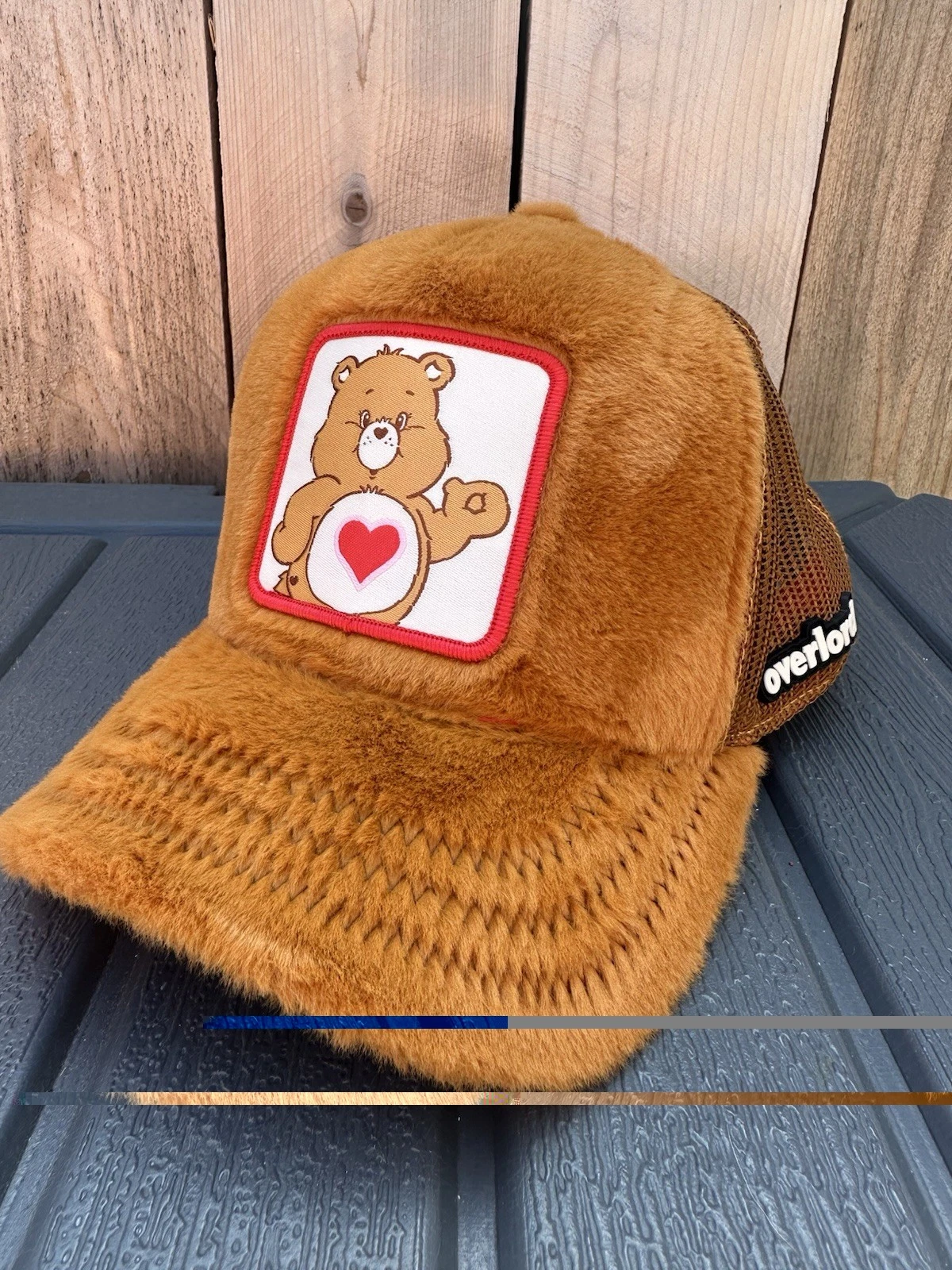 OVERLORD x Care Bears Tender Heart Fuzzy Brown Mesh Trucker Snapback Hat