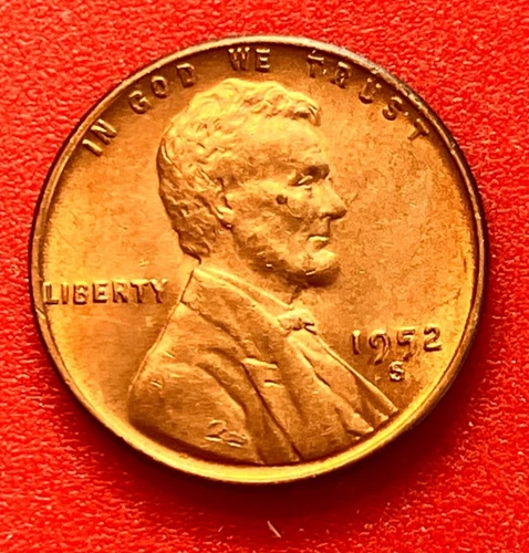 1952-S Lincoln Wheat Cent Penny GEM RD BU From an Original Bank Roll